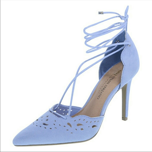 baby blue lace up heels